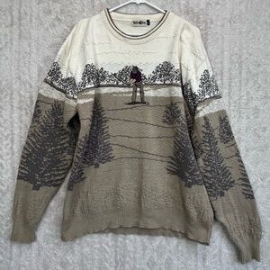 Vintage Winona Golfer on Golf Course Novelty Woven Sweater Sz L USA Made